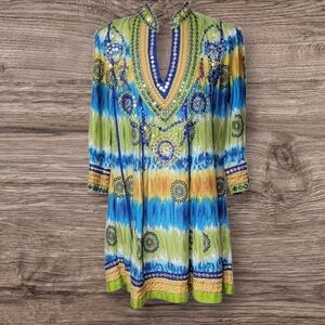 ▪︎Like New! Size S, Key Lime & Pink Blouse